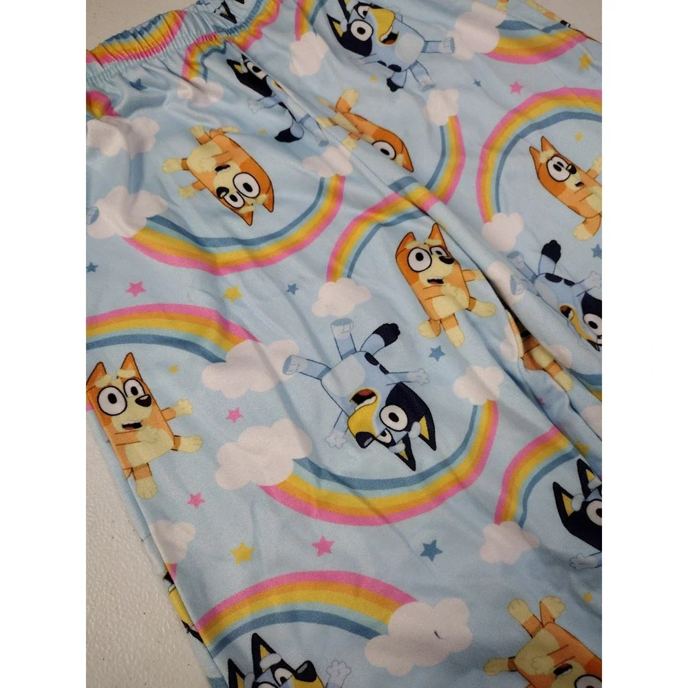 Bluey Bingo Girls Pajama Pants Size 8 Blue Rainbow Star Print Sleepwear
